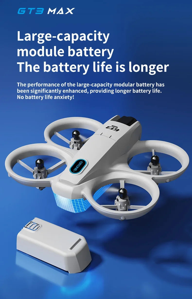 Drone GT3 MAX 2025 - 8K HD 4,3" - Télécommande - Mode sans tête - Hélicoptère - Flip 360° - Quadricoptère - Jouet - Mini drone - Cadeau pour enfant