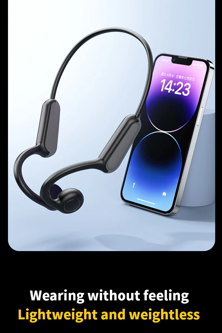 Écouteurs intra-auriculaires à conduction osseuse 2025, Bluetooth 5.3, sans fil, avec crochet d'oreille, étanches, pour le sport, la course et la conduite.