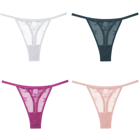 Lot de 4 culottes bikini en dentelle pour femme, strings sexy, tailles S à XL, sous-vêtements confortables dos nageur, lingerie sexy 2022