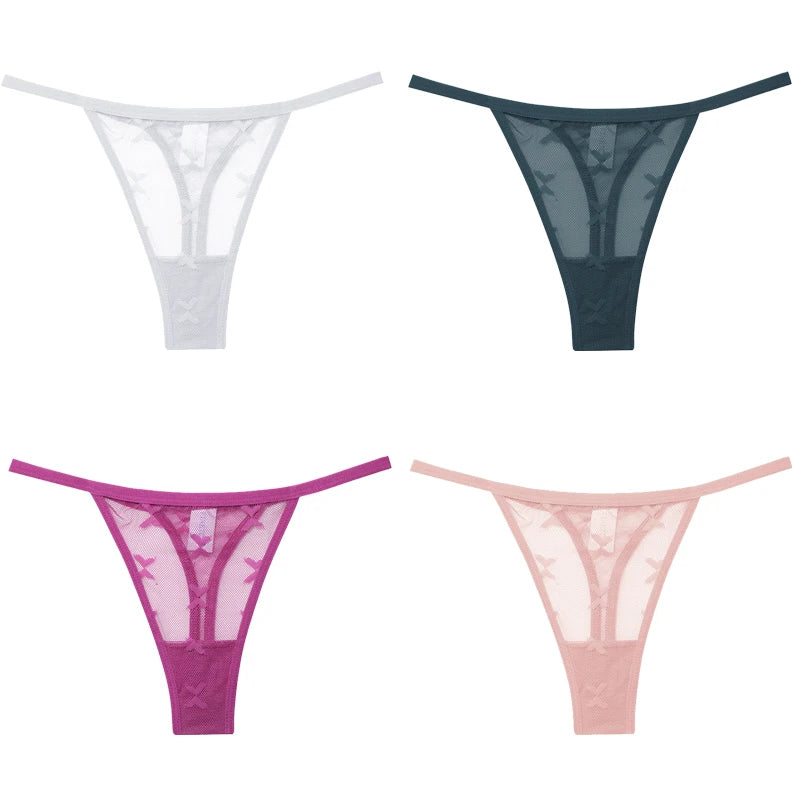 Lot de 4 culottes bikini en dentelle pour femme, strings sexy, tailles S à XL, sous-vêtements confortables dos nageur, lingerie sexy 2022