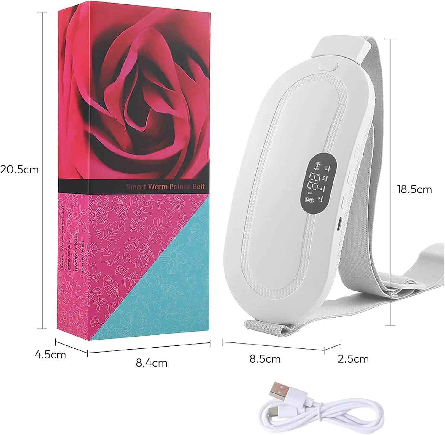 Coussin chauffant pour les douleurs menstruelles, grande capacité de 5000 mAh, autonomie de 5 à 10 heures, coussin chauffant menstruel portable sans fil avec 3 niveaux de chaleur.