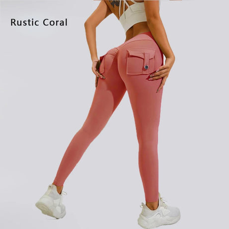 Pantalon de yoga en nylon DIAS FIT JOY, avec poches arrière, effet push-up, respirant et sans coutures apparentes.