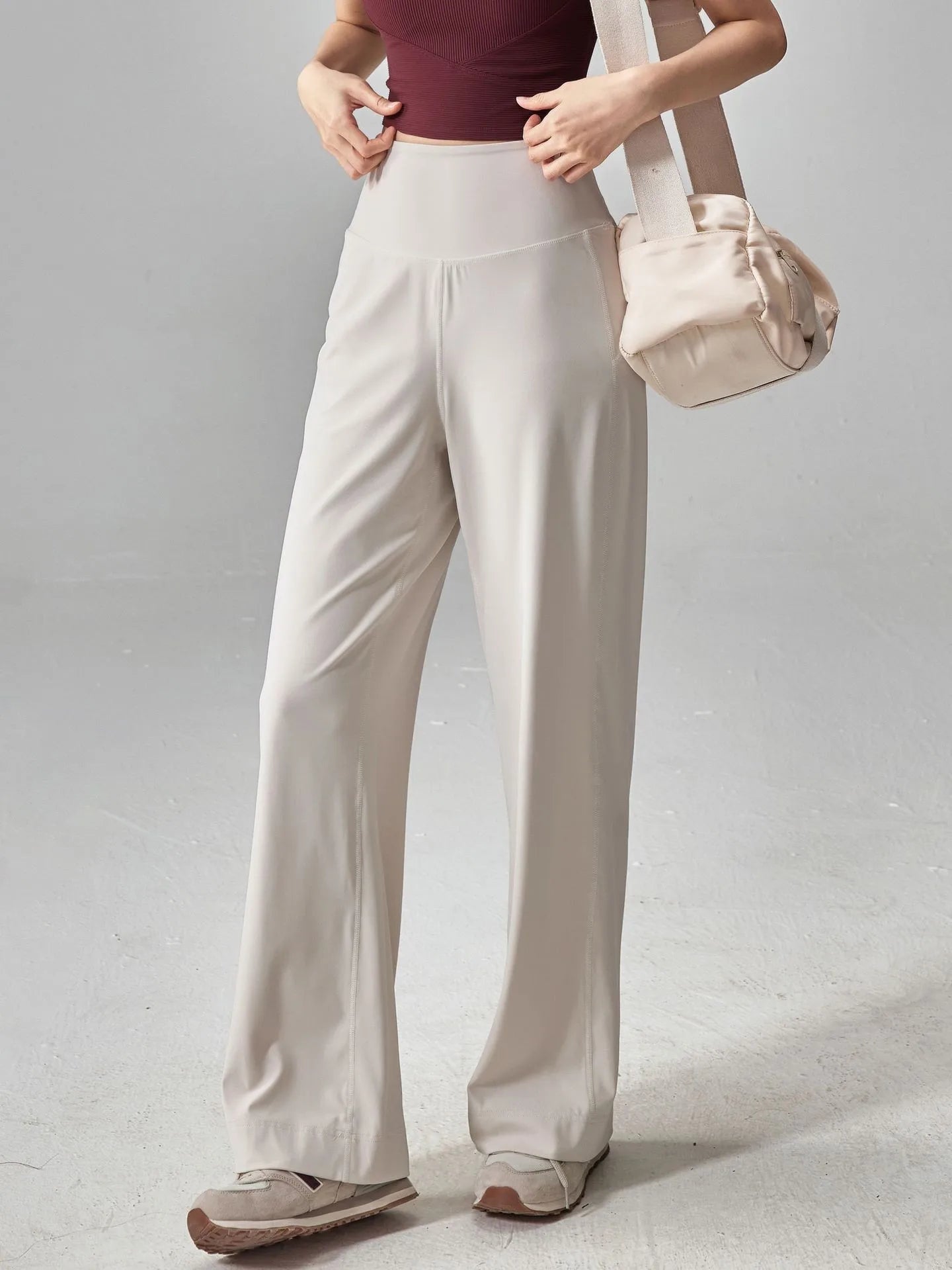 Pantalones de mujer de alta calidad con bolsillos, cintura alta, elásticos, holgados, ideales para deportes, ocio, yoga y entrenamiento.