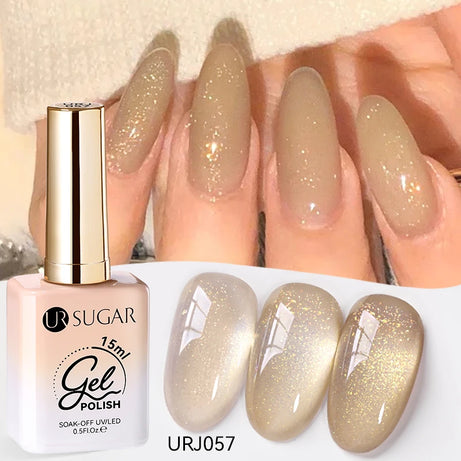 Vernis gel semi-permanent UR SUGAR 15 ml, couleur blanc laiteux translucide, effet gelée, UV, semi-permanent, pour nail art, à dissoudre. Dernière tendance.