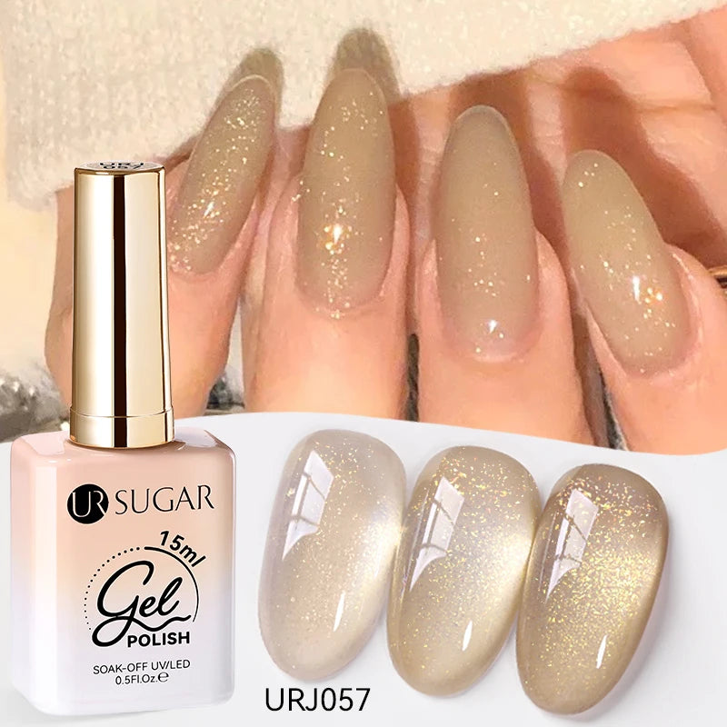 Vernis gel semi-permanent UR SUGAR 15 ml, couleur blanc laiteux translucide, effet gelée, UV, semi-permanent, pour nail art, à dissoudre. Dernière tendance.