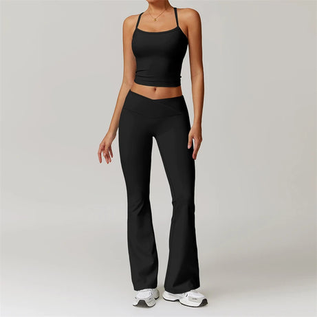 Ensemble de yoga 2 pièces pour femme, survêtement de sport, tenue de Pilates et fitness, soutien-gorge push-up et legging.