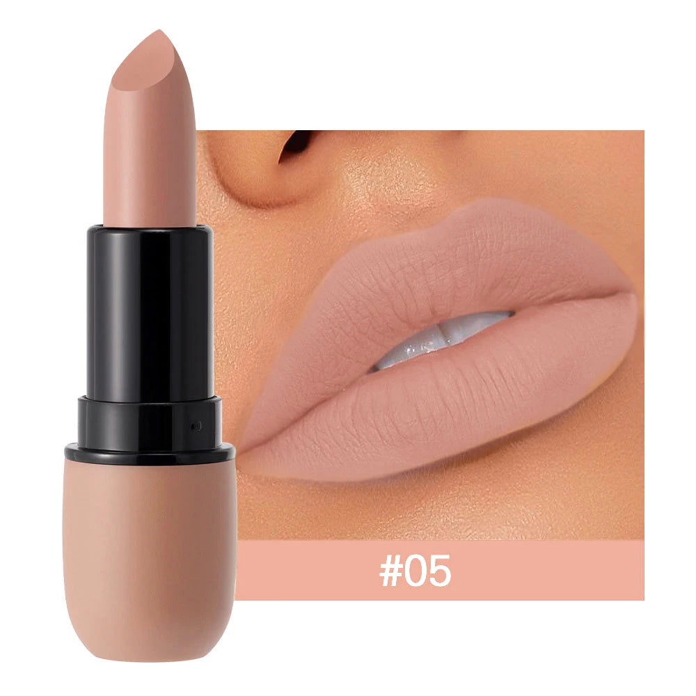 Rouge à lèvres mat 6 couleurs : Couleur veloutée, texture lisse, waterproof, maquillage des lèvres longue tenue