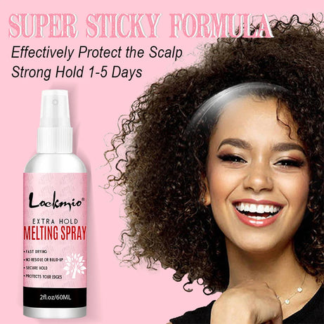 LOCKMIO 60ML Spray de colle à séchage rapide et fondante pour dentelle, fixation longue durée, colle pour perruques en tulle, agent de fixation pour perruques de cosplay
