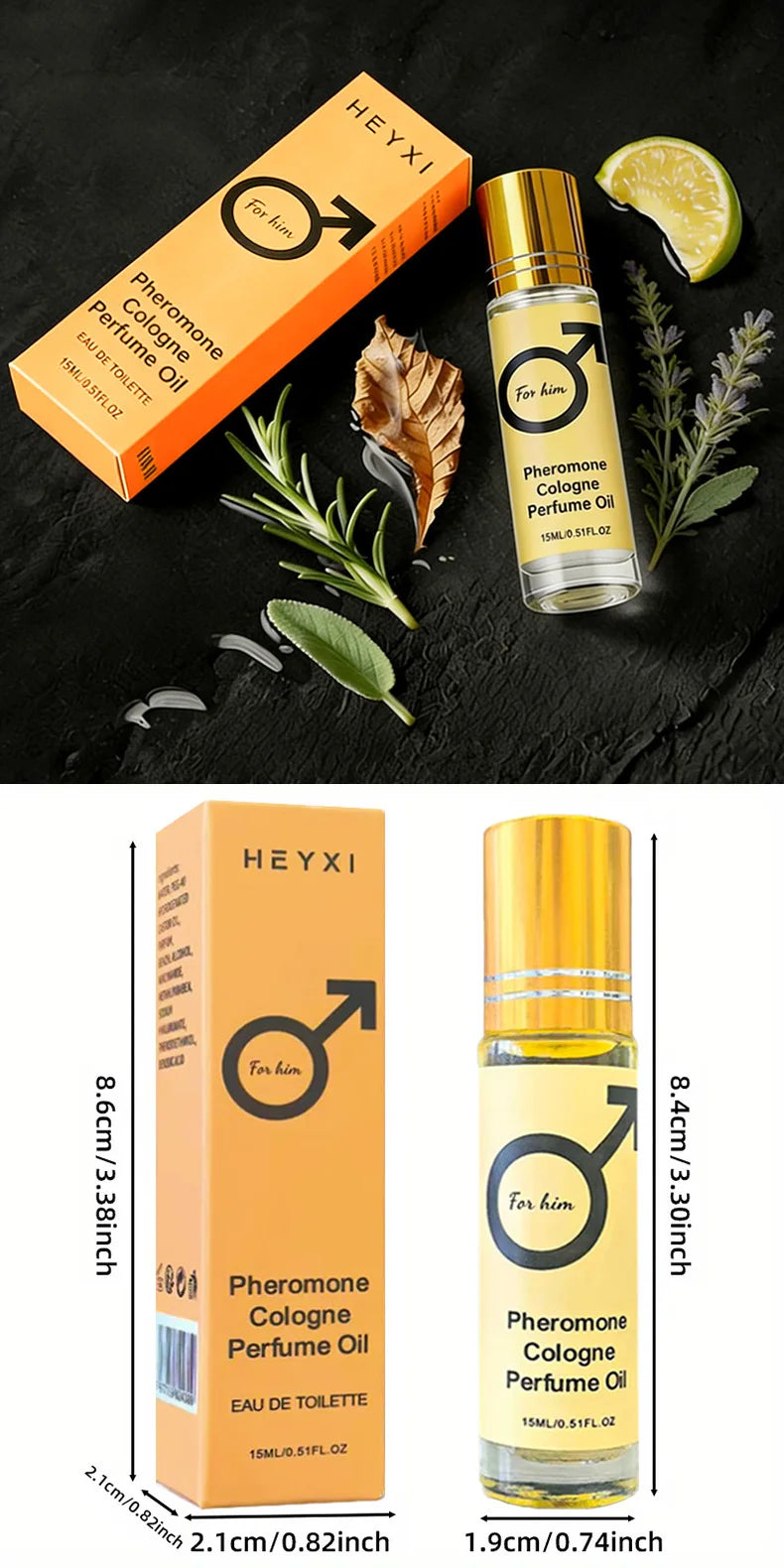 Huile de parfum aux phéromones, fragrance longue durée pour hommes et femmes, format voyage, pour une ambiance romantique.
