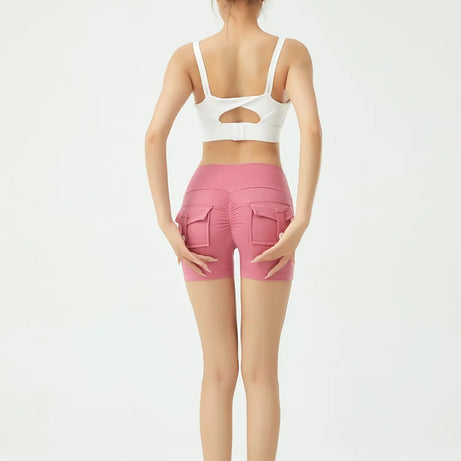 Short de fitness Peach Butt pour femme, pantalon cargo trois-quarts à séchage rapide avec poche, legging de yoga gainant pour l'été