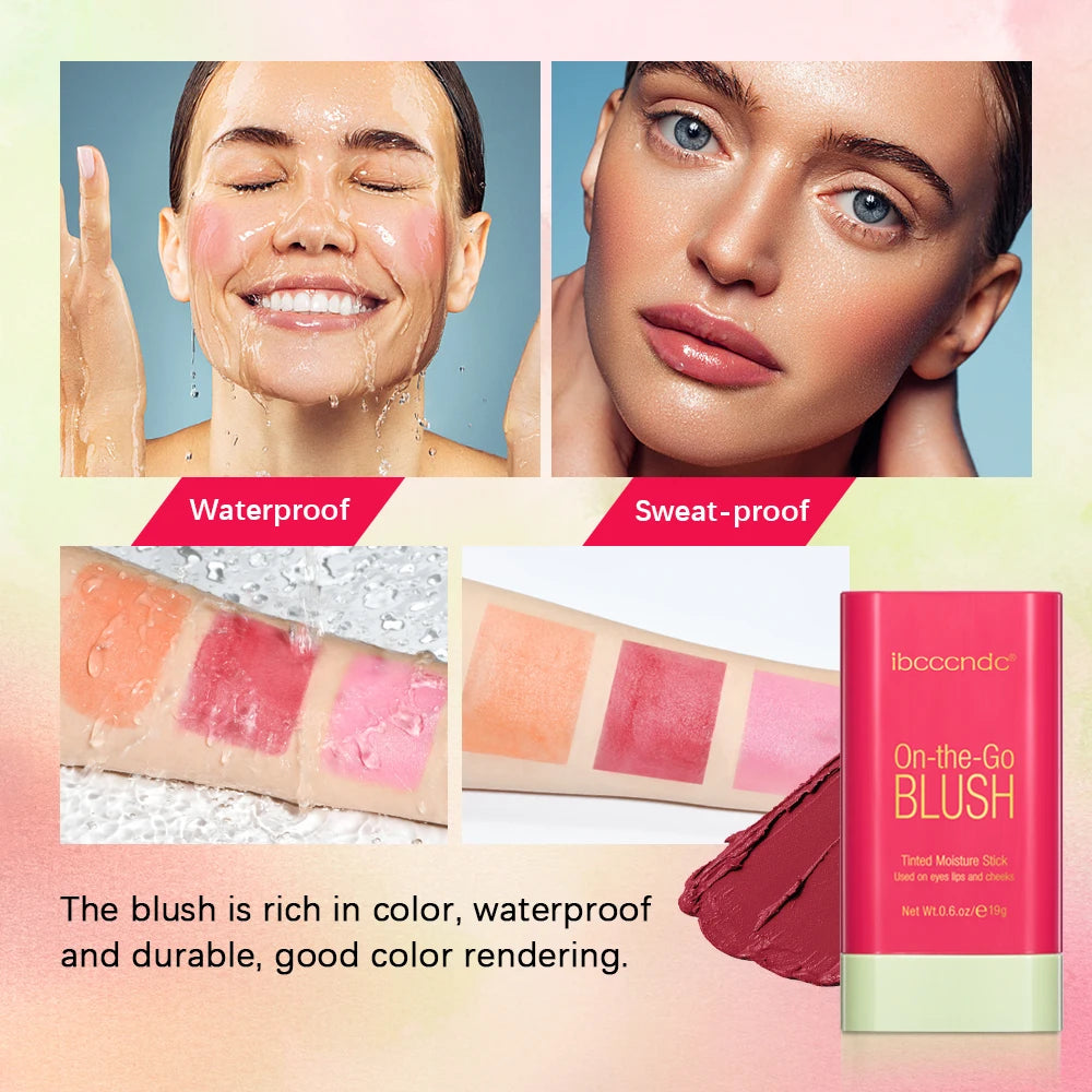 Blush Stick Fonctionnel Maquillage Facile à Colorer Rouge Crème Blush Waterproof Haute Rendu de Couleur Éclat du Teint