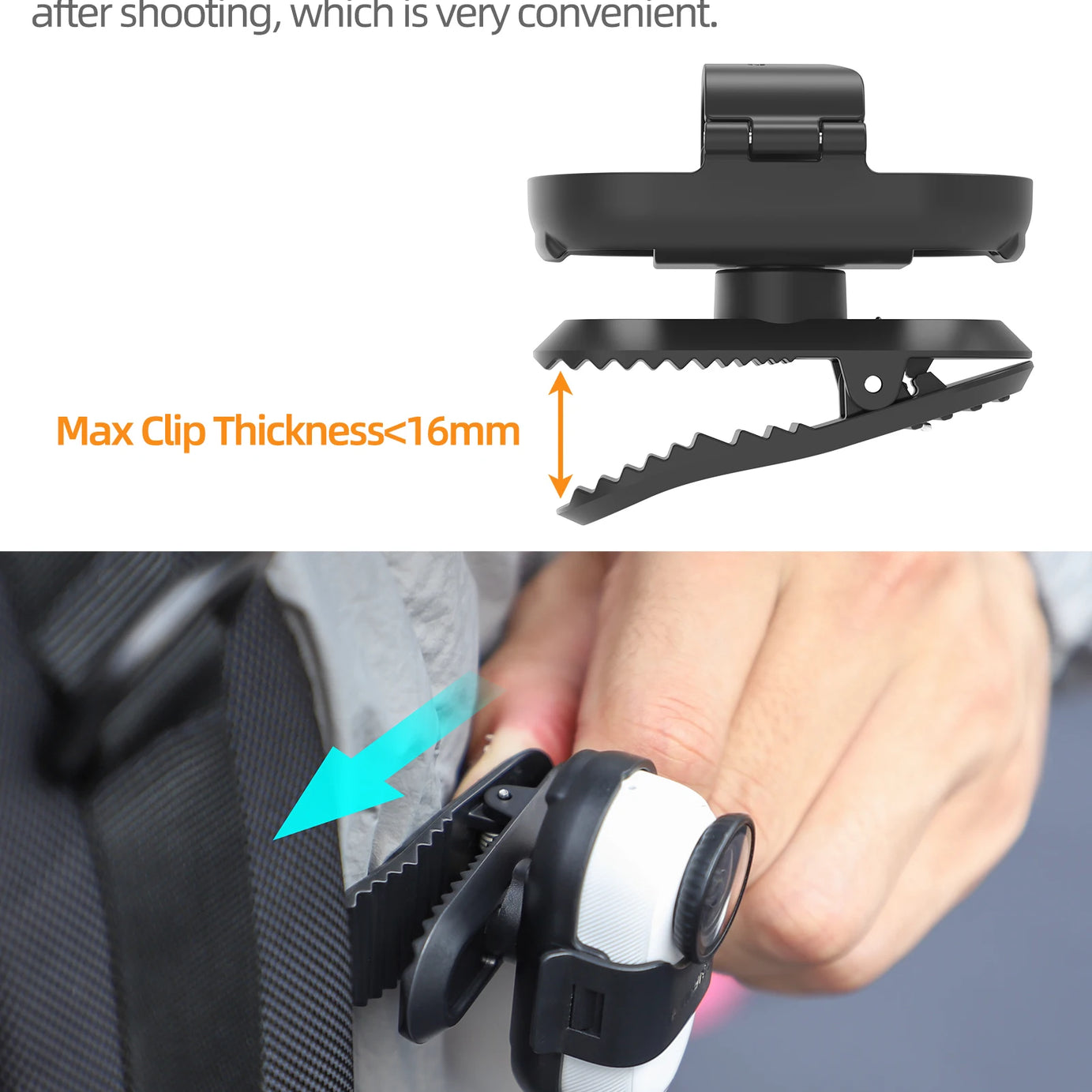 Support de fixation pour sac à dos avec clip de suspension rotatif à 360° pour caméra sportive Insta360 Go 3S/Go 3. Accessoires pour caméra Insta360 Go 3S.