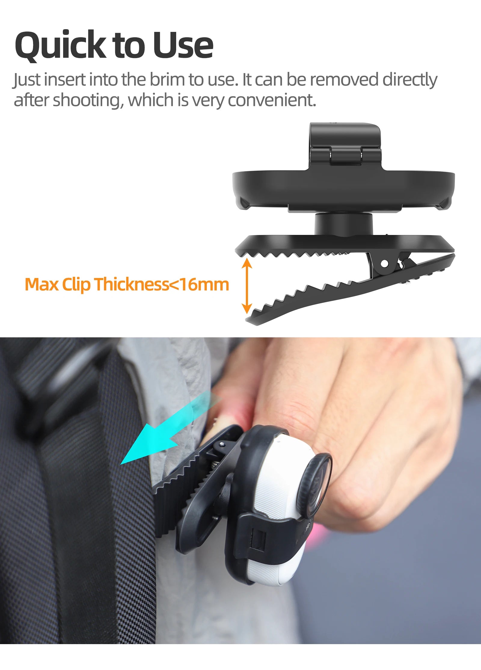 Support de fixation pour sac à dos avec clip de suspension rotatif à 360° pour caméra sportive Insta360 Go 3S/Go 3. Accessoires pour caméra Insta360 Go 3S.