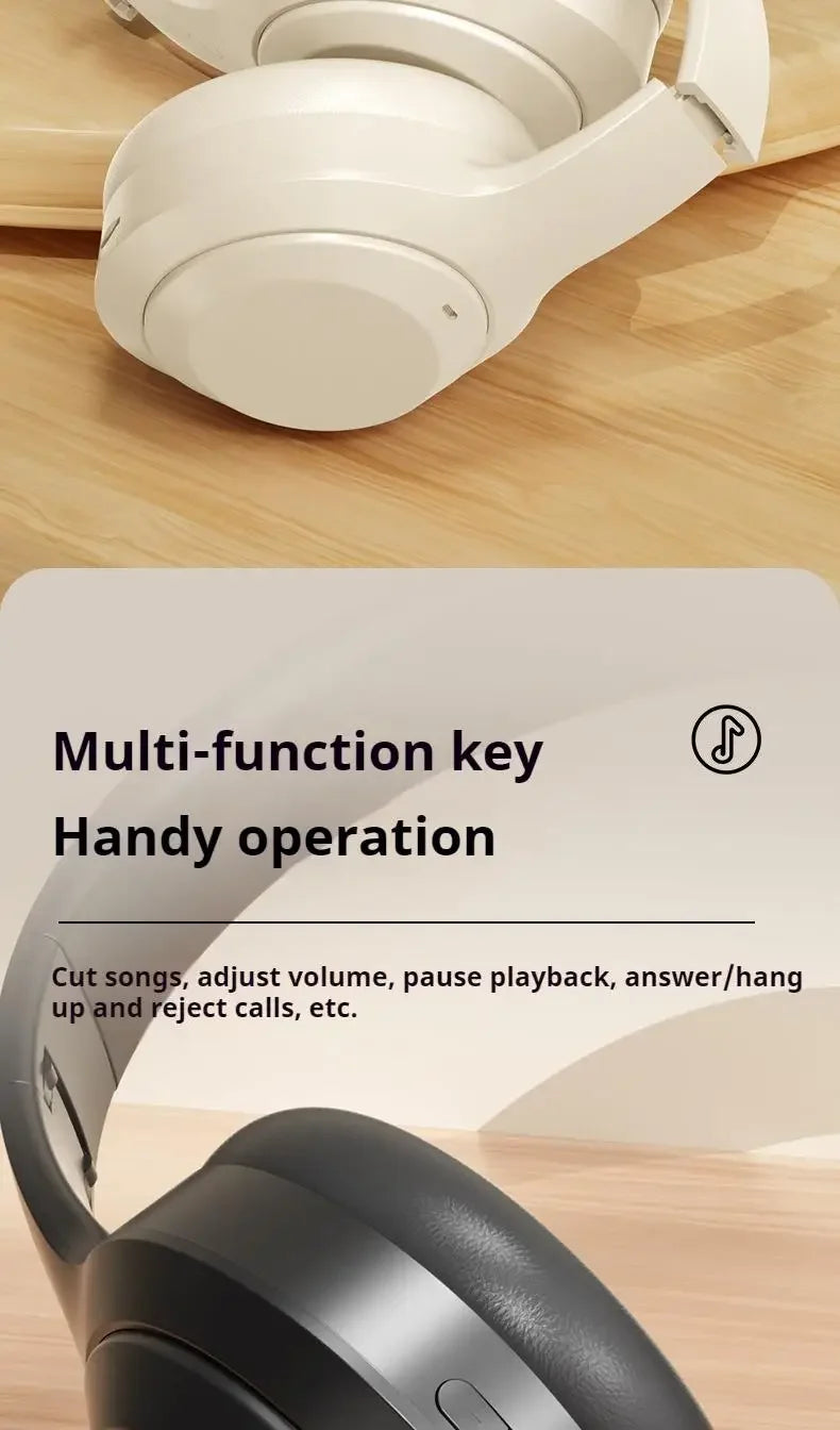Casque stéréo Hi-Fi circum-aural M5 sans fil Bluetooth 5.3, idéal pour le sport et les jeux vidéo. Compatible avec carte TF/AUX et réduction du bruit.