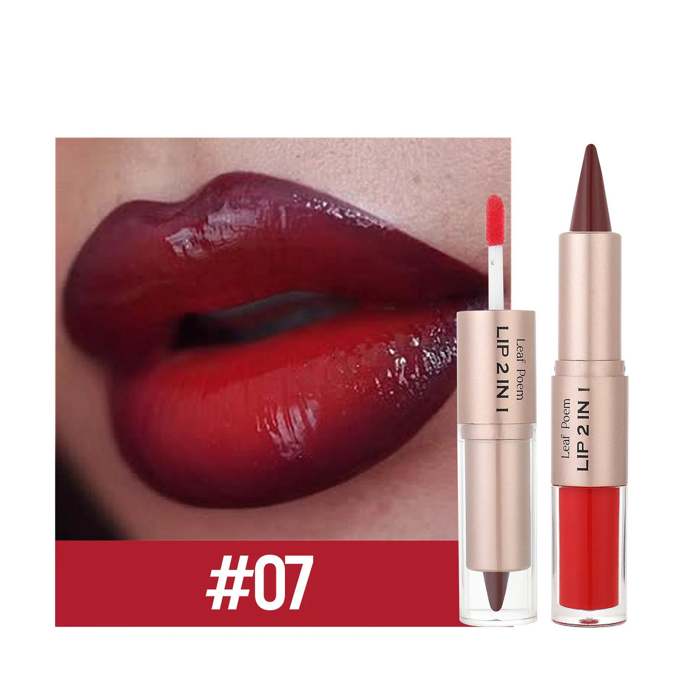 Crayon contour des lèvres noir et marron effilé, double embout miroir, effet repulpant, gloss cristal, maquillage pour des lèvres rouges sexy