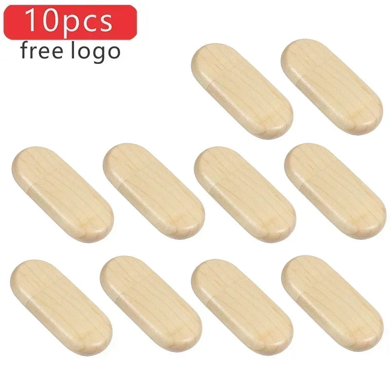 JASTER Lot de 10 clés USB 2.0 en bois (logo personnalisable) - 4 Go, 8 Go, 16 Go, 32 Go, 64 Go, 128 Go - Cadeau de mariage
