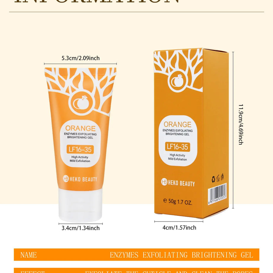 Gel exfoliant à l'orange 50 g, exfoliant, élimine les cellules mortes, nettoie en profondeur, longue durée, hydrate, purifie les pores, convient pour le corps entier