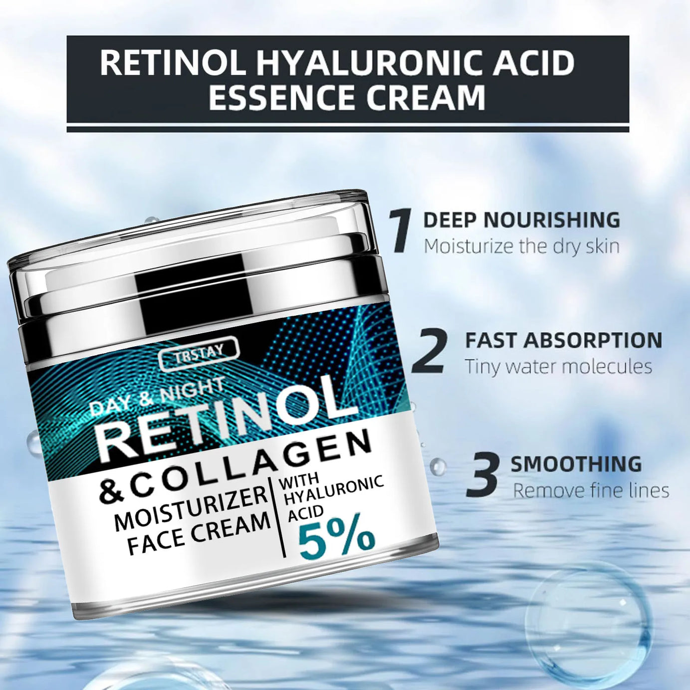 Crème au collagène, rétinol et acide hyaluronique, Crème visage au rétinol et collagène,