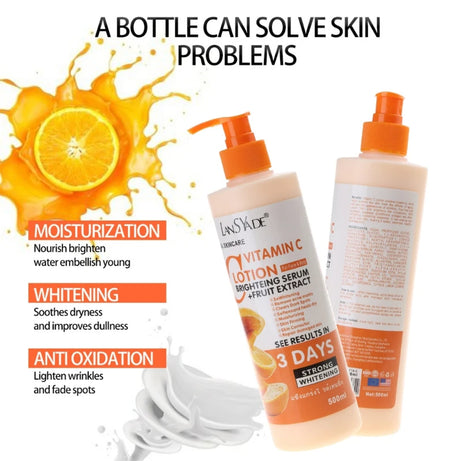 Lotion corporelle à la vitamine C, crème hydratante et nourrissante pour le corps, soin réparateur, anti-gerçures, éclaircissant et nourrissant.