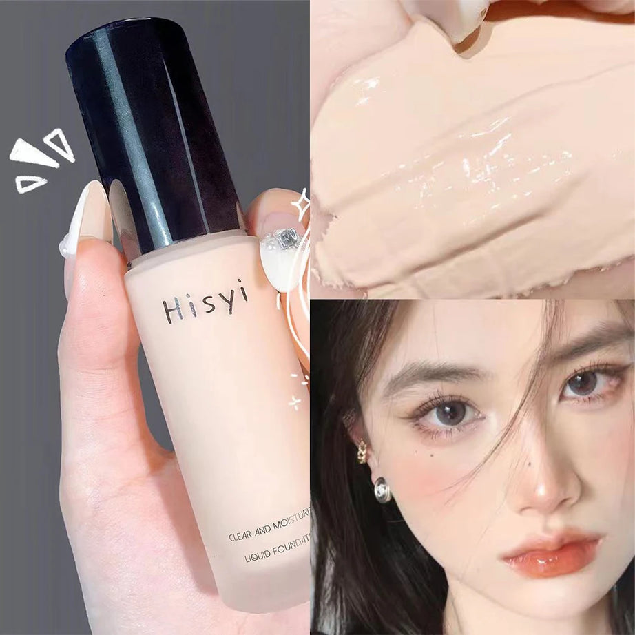 Le fond de teint liquide camoufle naturellement les imperfections sans effet poudre, crème visage simple, fond de teint transparent, masque les imperfections.