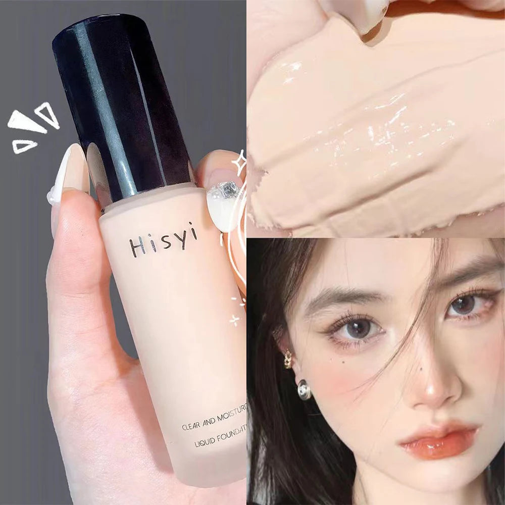 Le fond de teint liquide camoufle naturellement les imperfections sans effet poudre, crème visage simple, fond de teint transparent, masque les imperfections.