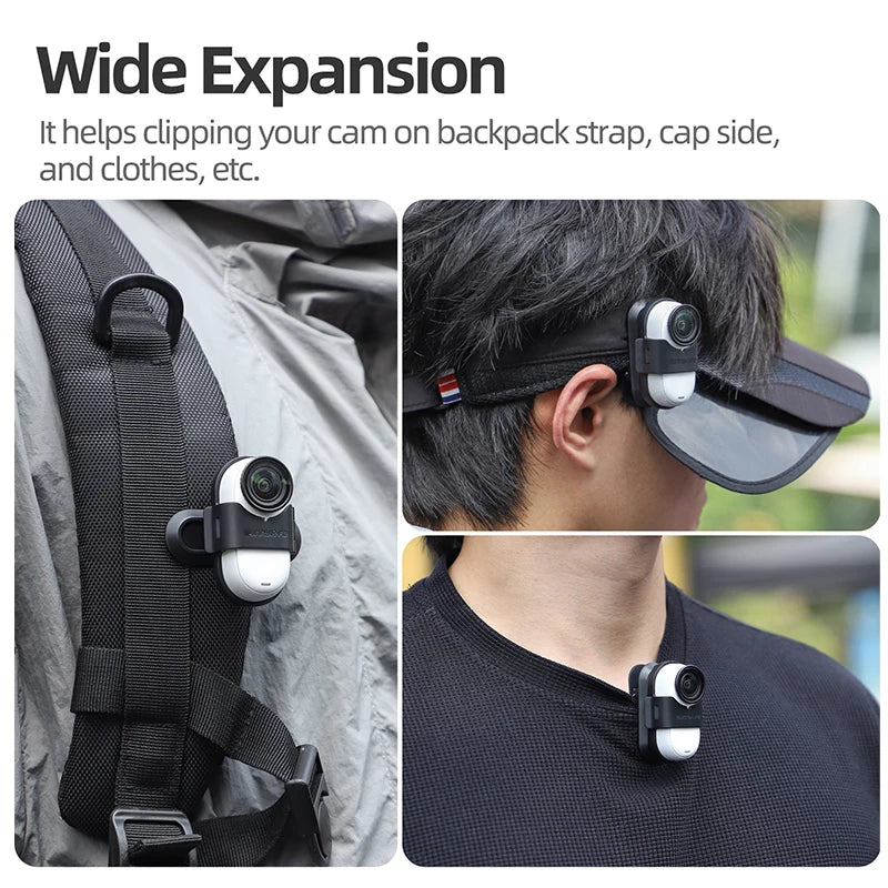 Support de fixation pour sac à dos avec clip de suspension rotatif à 360° pour caméra sportive Insta360 Go 3S/Go 3. Accessoires pour caméra Insta360 Go 3S.