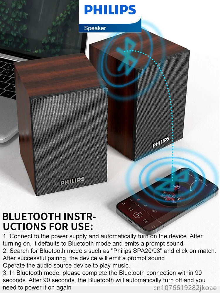 Enceinte Bluetooth Philips SPA20 avec son surround à 360°, stéréo sans fil Bluetooth pour ordinateur portable Macbook