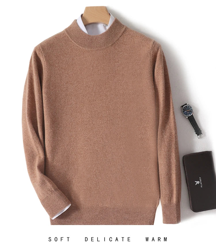 Pull 100 % laine mérinos pour femme, grande taille jusqu'à 5XL, col demi-lune, maille ample, manches longues, finitions cachemire.