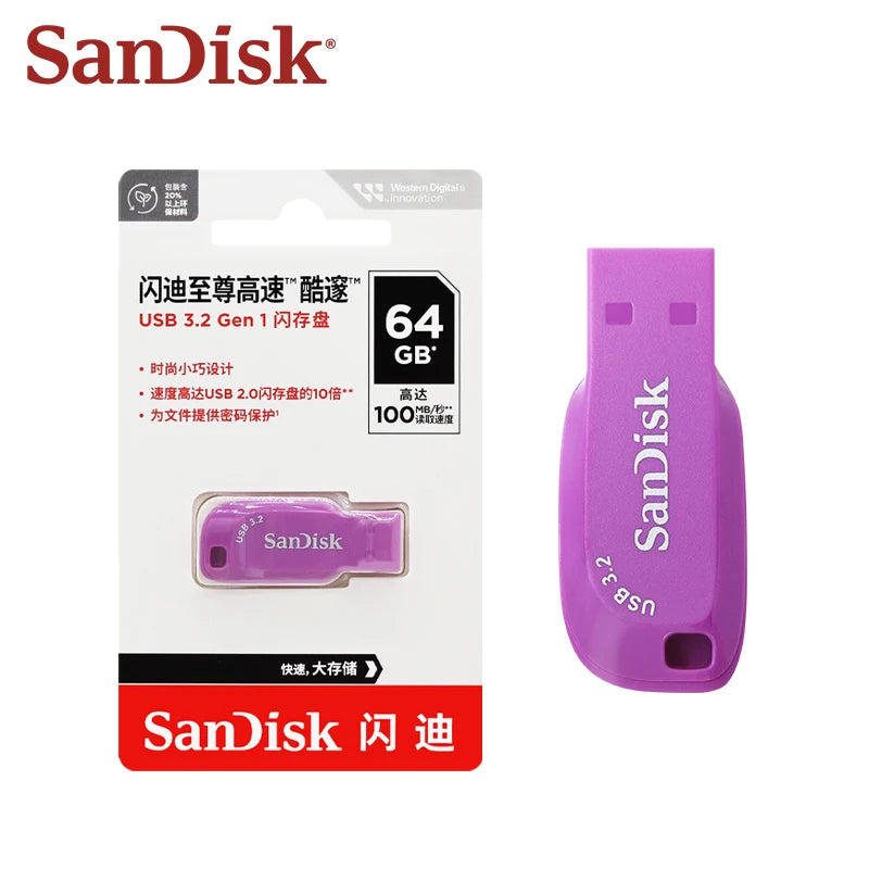 Memoria USB Sandisk CZ410 100% original, USB 3.2, pendrive de 32 GB, 64 GB y 128 GB, alta velocidad, mini disco USB, memoria USB pequeña