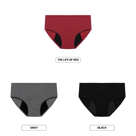 Lot de 3 culottes menstruelles pour femmes, anti-fuites, en coton, absorbantes, physiologiques, pour les règles.