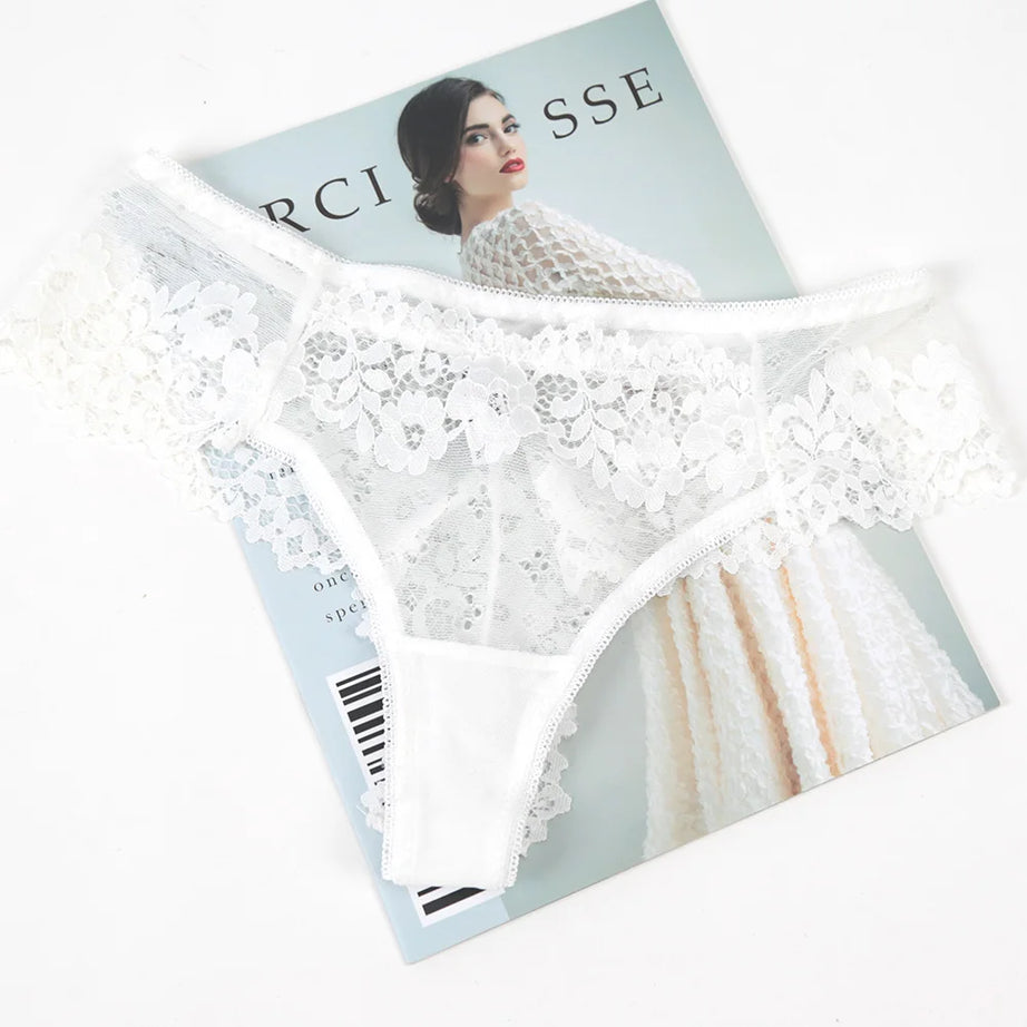 Culotte noire sexy en dentelle ajourée à motif floral, taille basse, sous-vêtements respirants, lingerie féminine