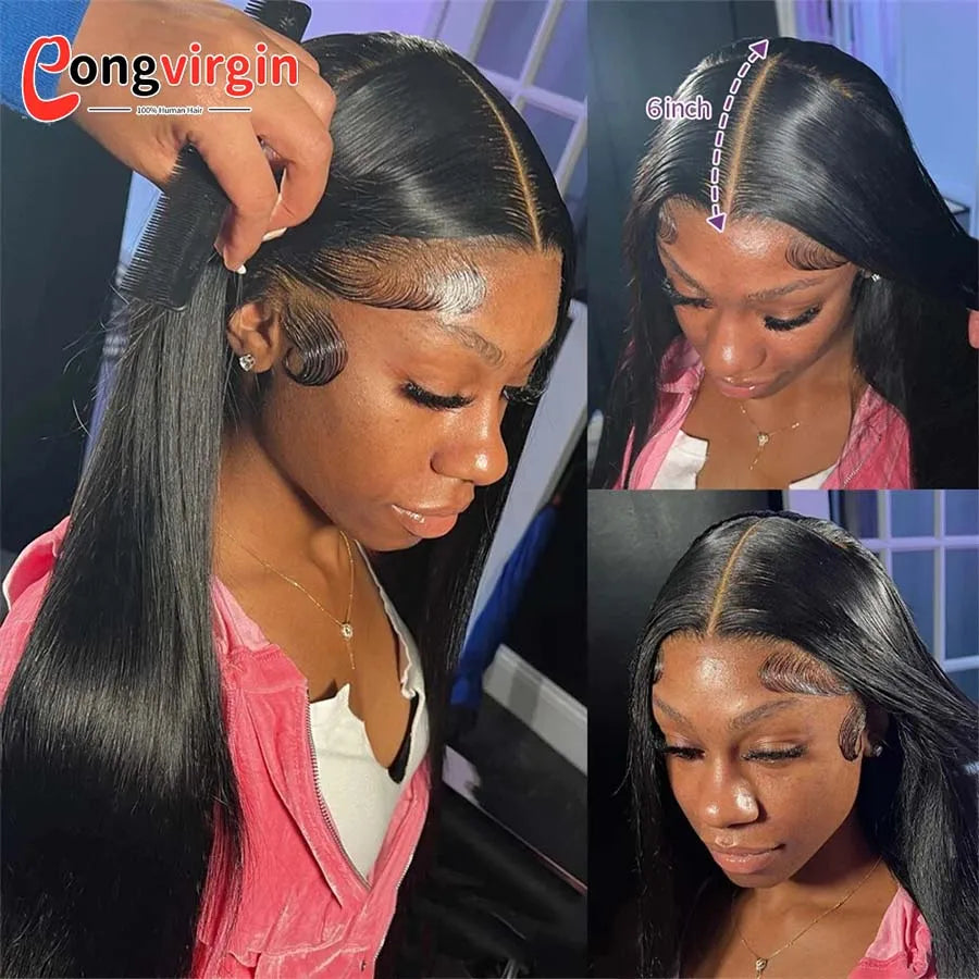 Perruque 5x5 sans colle, cheveux humains, prête à porter, dentelle prédécoupée, perruque lisse à lace front pour femmes