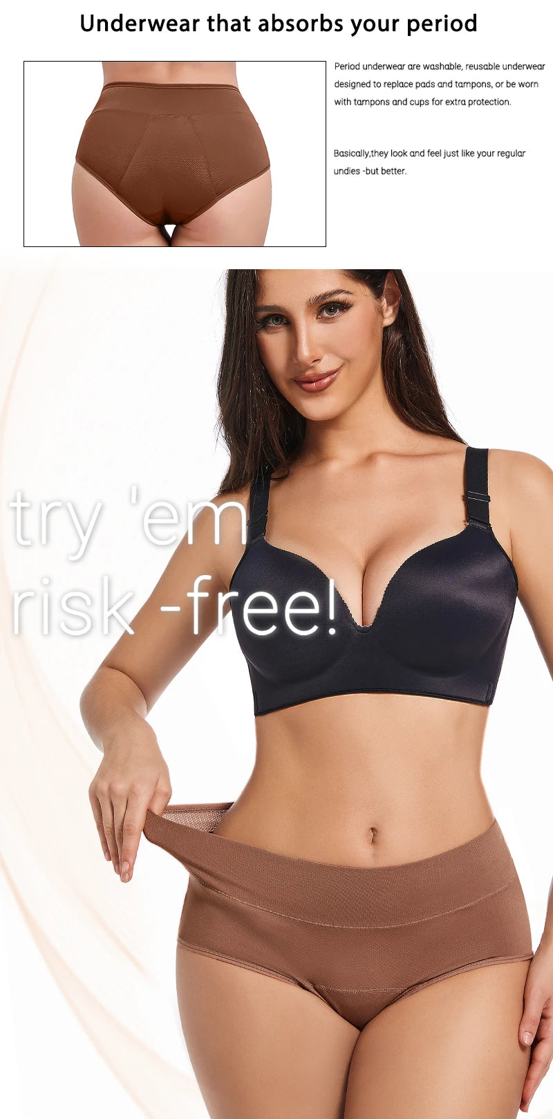 Culottes menstruelles 3 couches absorbantes pour incontinence physiologique, respirantes et imperméables, sous-vêtements menstruels pour femmes.