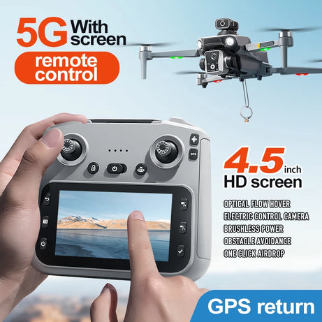 Nouveau drone K19 MAX GPS professionnel avec caméra 8K, vol FPV aérien, évitement d'obstacles, télécommande grand écran et drone pliable