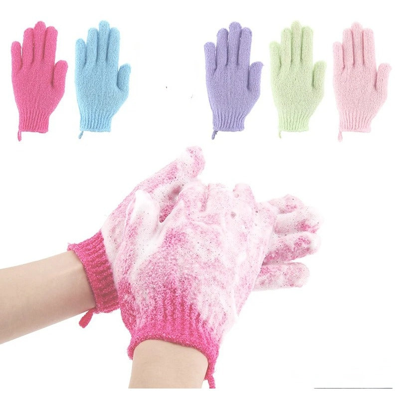 Lot de 2 gants exfoliants pour le bain, avec éponge de massage résistante pour le corps, pour laver et hydrater la peau.
