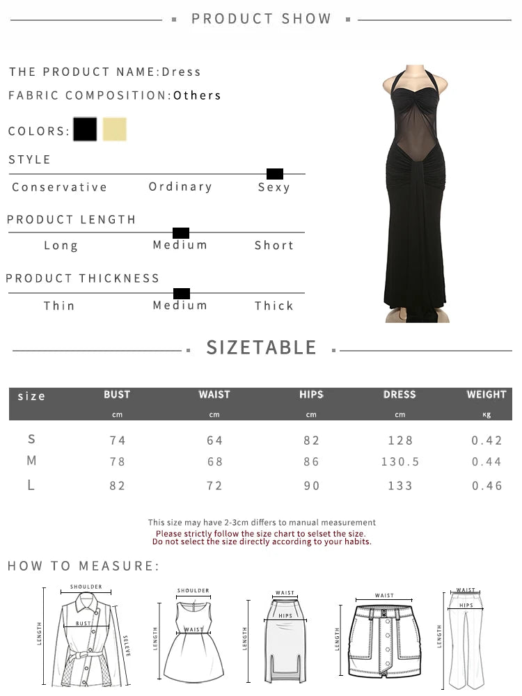 Robe maxi élégante patchwork pour femme, style classique et sexy, avec rubans transparents, dos nu et bretelles fines, coupe moulante, tendance festival et soirée.