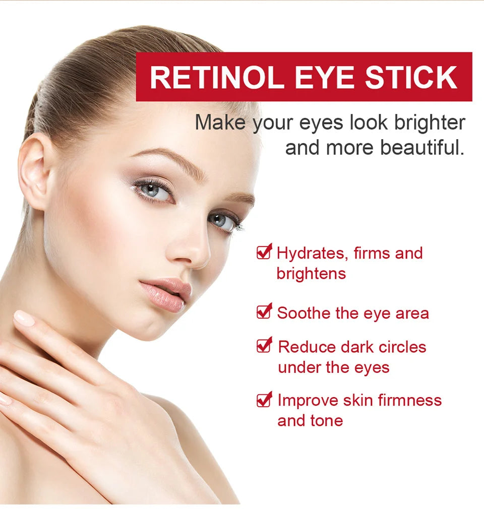 Crema de ojos con retinol para aclarar ojeras y reafirmar la piel. Sérum reparador instantáneo para el contorno de ojos para mujeres. Cuidado de los ojos femeninos.