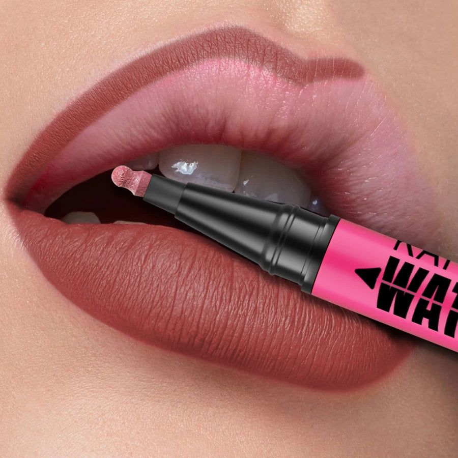 Crayon à lèvres liquide mat 12 couleurs, waterproof, effet repulpant, pour un contour des lèvres naturel et un maquillage contour des lèvres impeccable.